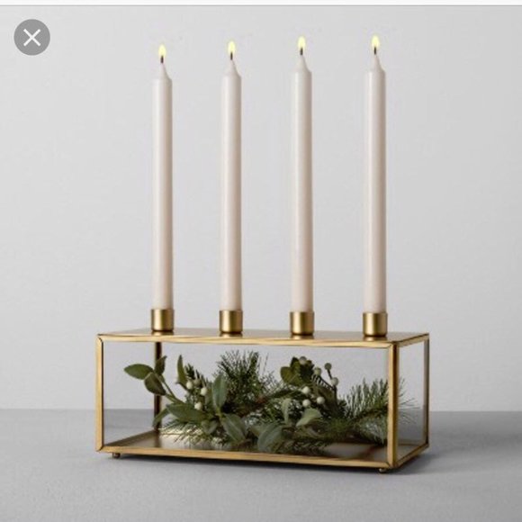 Hearth & Hand Glass and Brass Taper Candle Holder - Picture 4 of 4